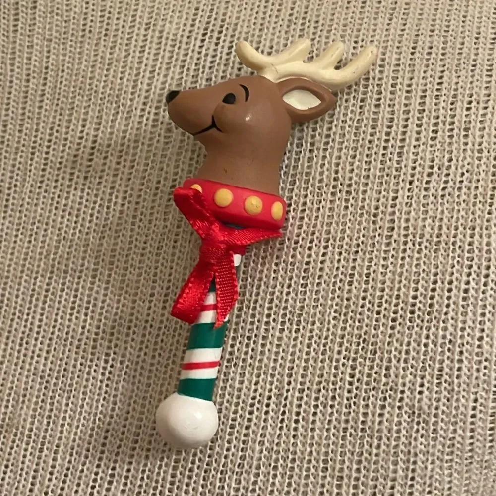 Vintage Hallmark Cards Festive Reindeer Candy Cane Brooch Lapel Pin Christmas